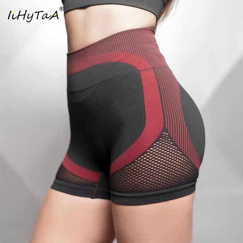 Бесшовные спортивные шорты с высокой талией для йоги женские короткие колготки