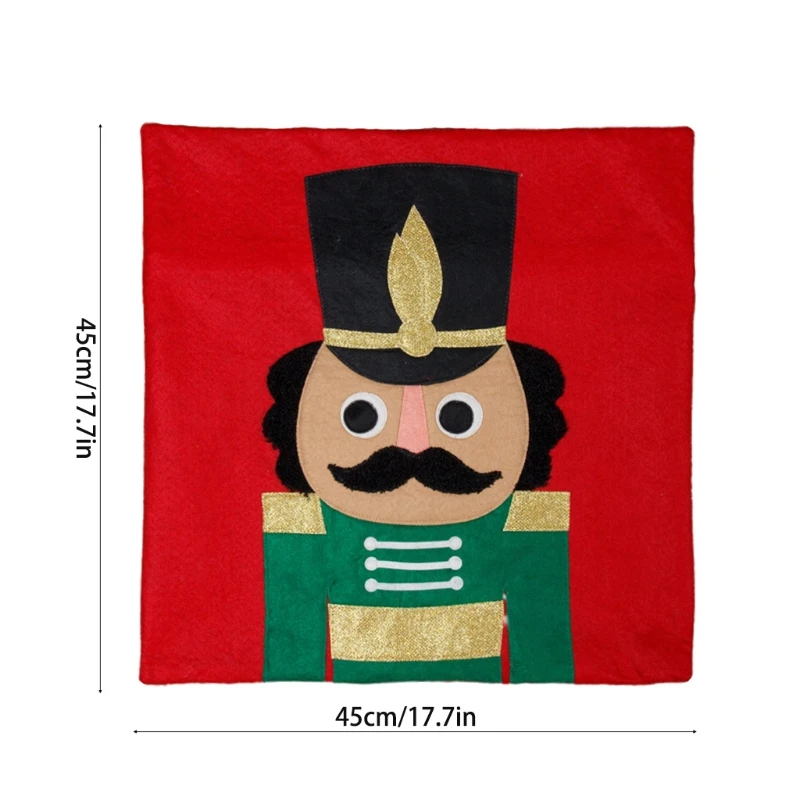 

Christmas Cartoon Nutcracker Pillow Case Felt Soldier Toy Xmas Cushion Cover