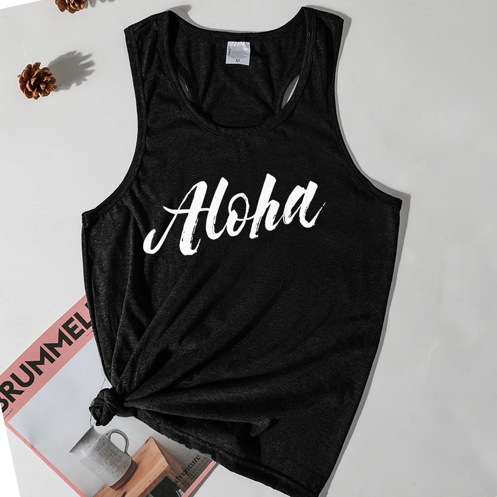 

Hawaii Tank Top Women Plus Size Clothes Summer Clothing Tops Harajuku Fashion Women Hawaii Beach Letters Tanks Korean New