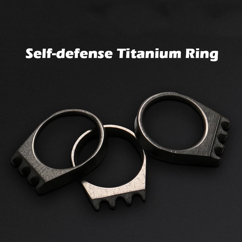 

High Quality EDC Outdoor Titanium Steel Ring Self Defense Supplies Ring Women Men Safety Survival Finger Ring Broke Window Tools