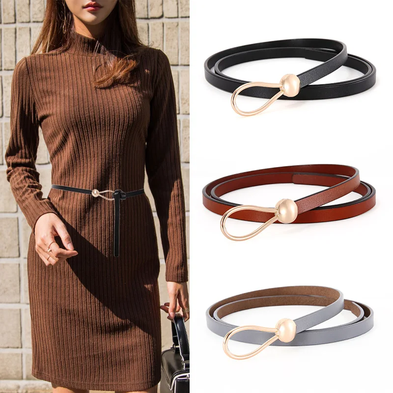 

2020 модный кожаный пояс для джинсов с двойным кольцом и жемчужной пряжкой, женский ремень для платьев, черный, белый женский ремень, универса...