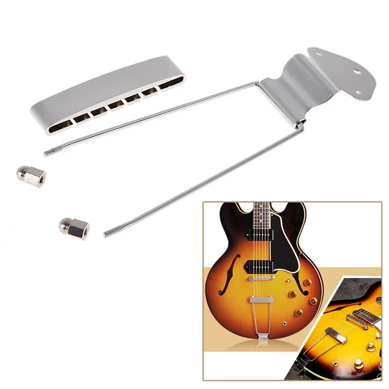 Chrome 6 String Guitar Tailpiece Trapeze Silvery Open Frame For Archtop | Спорт и развлечения