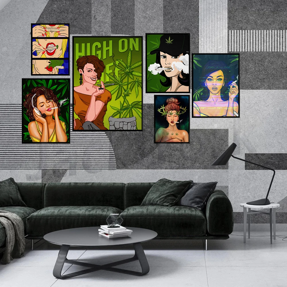 

Art Canvas - Colorful Afro Girl Smoking Art Canvas Poster/Gift/Printed Picture Wall Art Decoration CANVAS