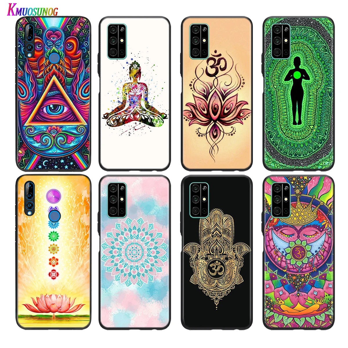 

Mandala Chakra Yoga Silicone Cover For Honor 30 30S V30 V20 9N 9S 9A 9C 20S 20E X10 20 7C Lite Pro Plus Phone Case