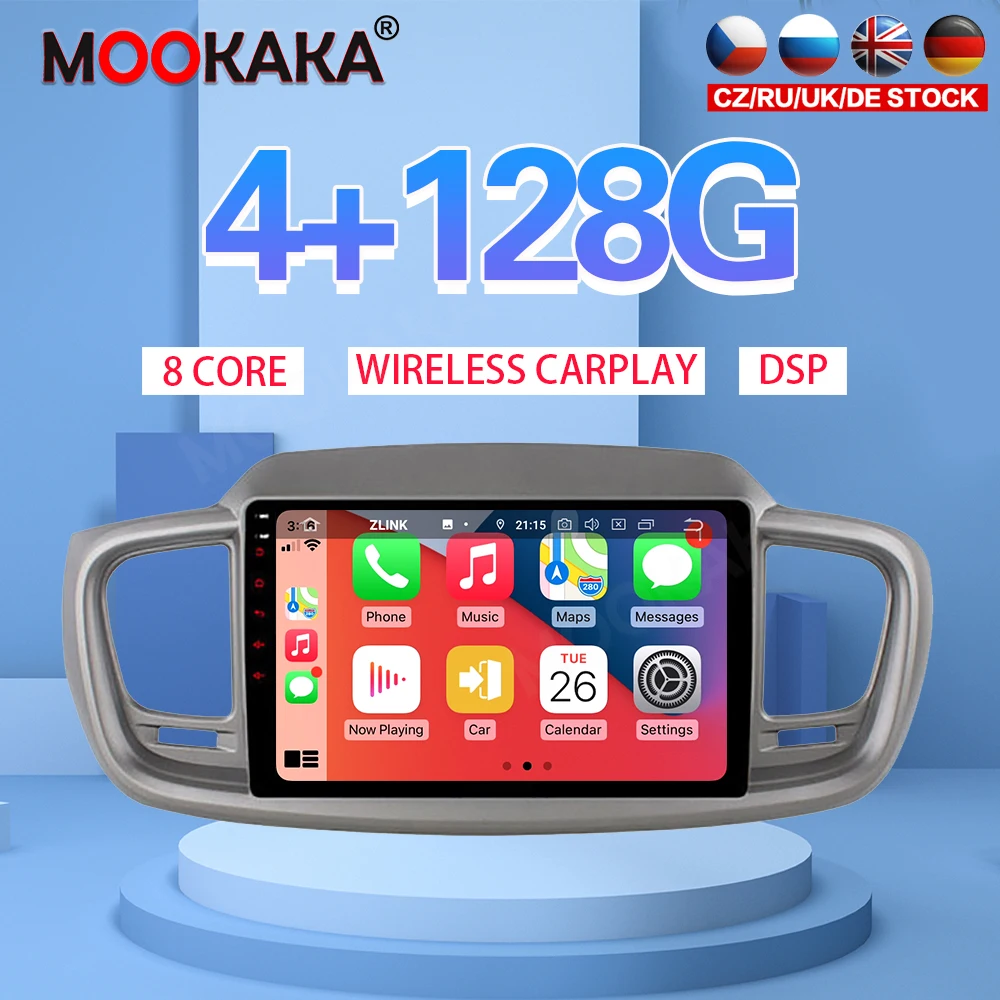 

4+128G Android10 Car Multimedia DVD Player For Kia Sorento 2015 2016 Car GPS Navigation Auto Radio Stereo IPS Screen Carplay DSP