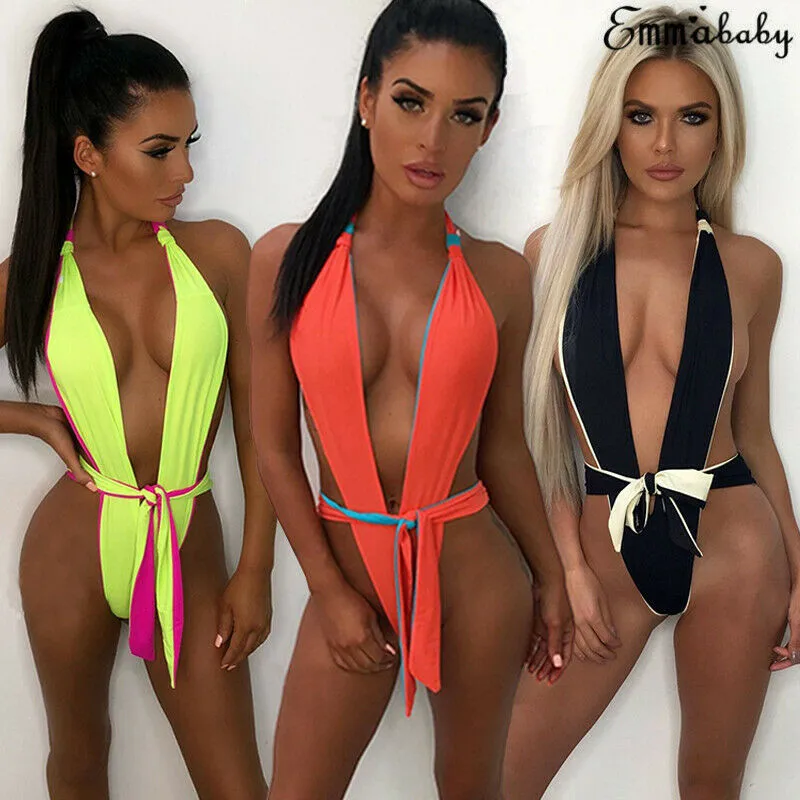 

2019 Sexy Swimsuit Women Swimwear Bodysuit Push Up Monokini Halter Cross Bathing Suits Swim Suit Wear Female Beachwear