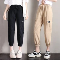 women pants high waist lace up cargo pant solid big pockets loose trouser hip hop streetwear new fashion sweatpants