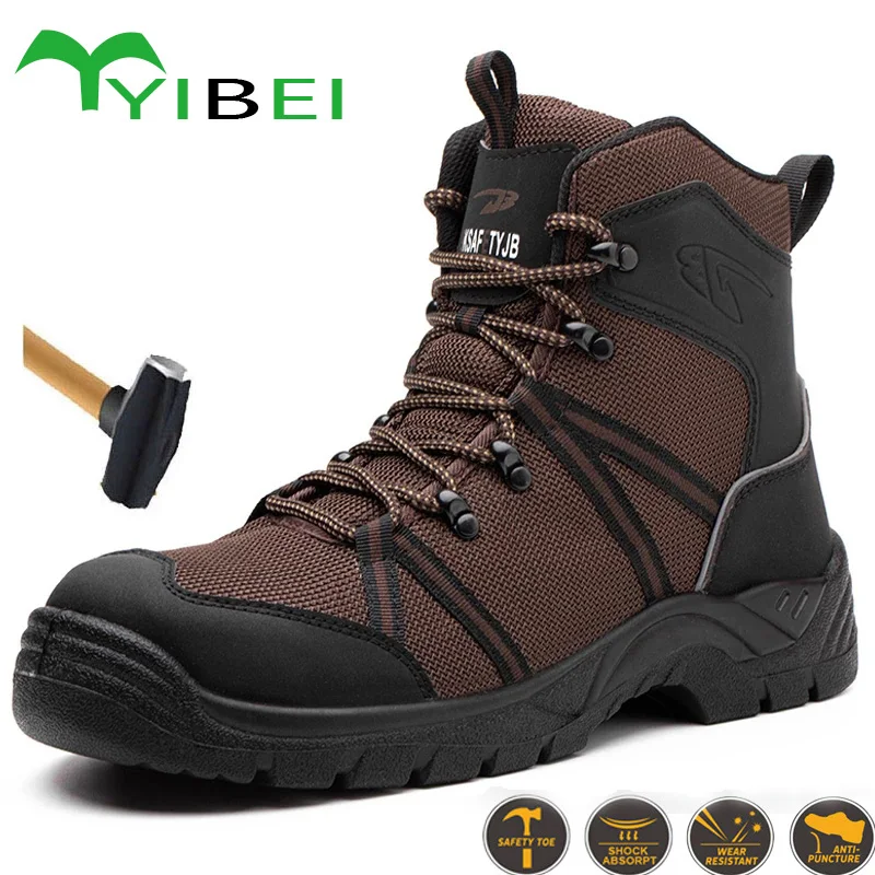 

New Safety Shoes Men's Indestructible Shoes Steel Toe Work Boots Anti-Smash Anti-Puncture Industrial Shoes Hiking boots