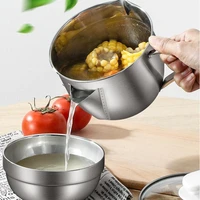hometree 1pc gravy oil soup fat separator grease oiler filter strainer bowl 304 stainless steel kitchen creative tableware hns54