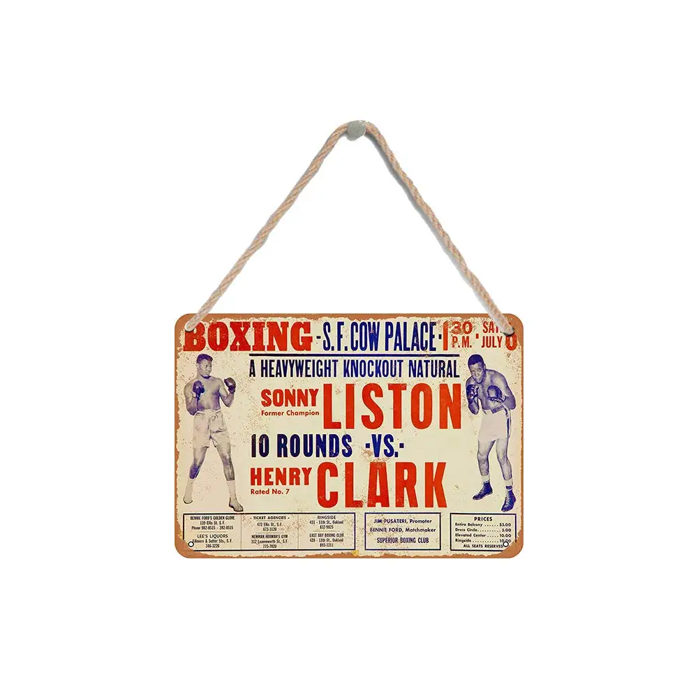 

Isaric деревянный подвесной знак 8X12 дюймов 1968 Liston против Кларка Забавный деревянный знак