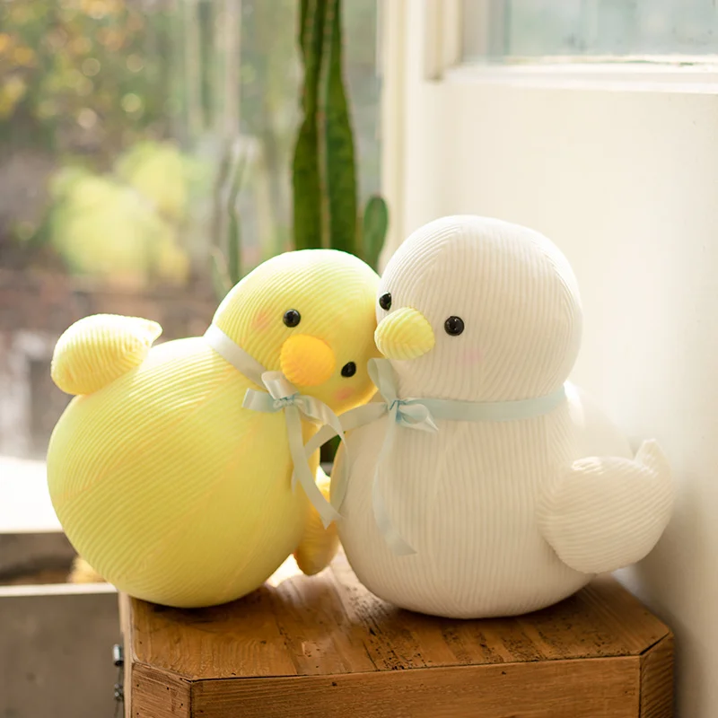 

Down Cotton Soft Duck Stuffed Animal Toy Cute Bow Tie Round Yellow Duck PLush White Swan Toy DIlls Home Decor Toy Gift for kids
