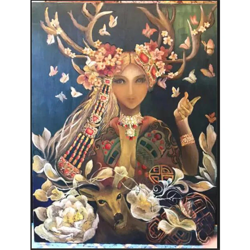 

5D DIY Diamond Painting Full Square/Round Drill "Animal Deer Flower " Embroidery Cross Stitch Girl Mosaic Home Decor CM06
