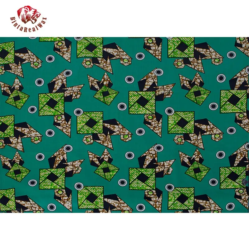 Бесплатная доставка африканская Вощеная хлопчатобумажная ткань 2019 зеленая