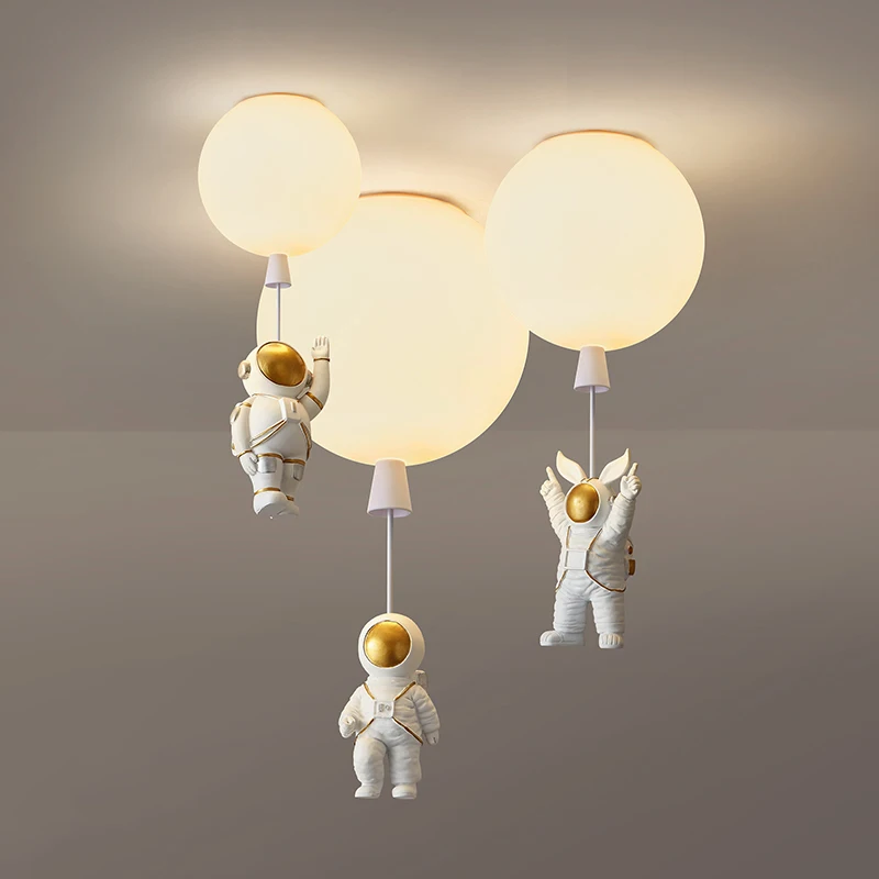 

Светодиодный потолочный светильник в скандинавском стиле, лампа с мультяшным астронавтом, воздушным шаром для детской комнаты, спальни, E27, современное светильник нее украшение