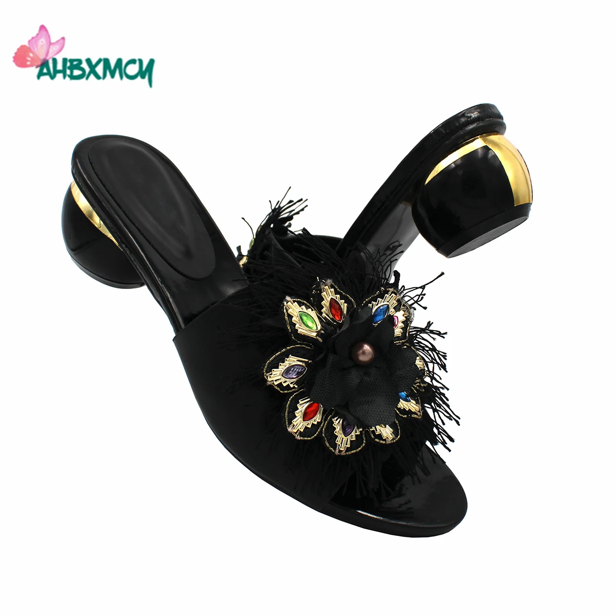 

Красивые женские туфли в специальный черный Цвет для ухода за кожей в нигерийском стиле для женщин обувь украшают Стразы итальянские туфли ...