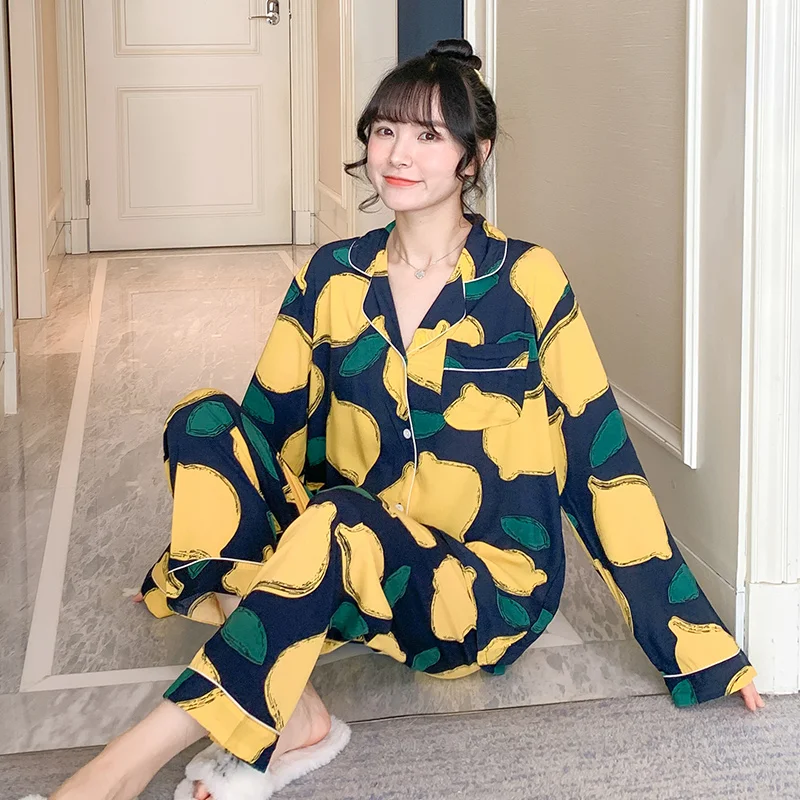 Пижама женская из поплина с длинным рукавом тонкая одежда для комнаты