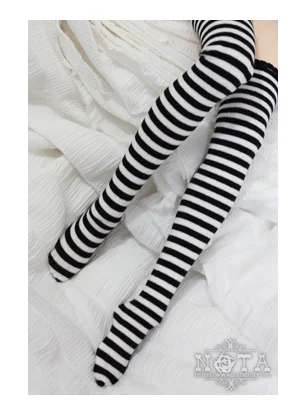 

1/3 1/4 doll socks girl black and white striped thigh socks with sexy stocking accessories for 1/3 1/4 doll
