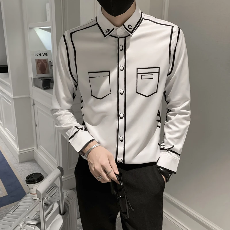 Мужская приталенная рубашка-смокинг с длинным рукавом размеры до 4XL - купить по