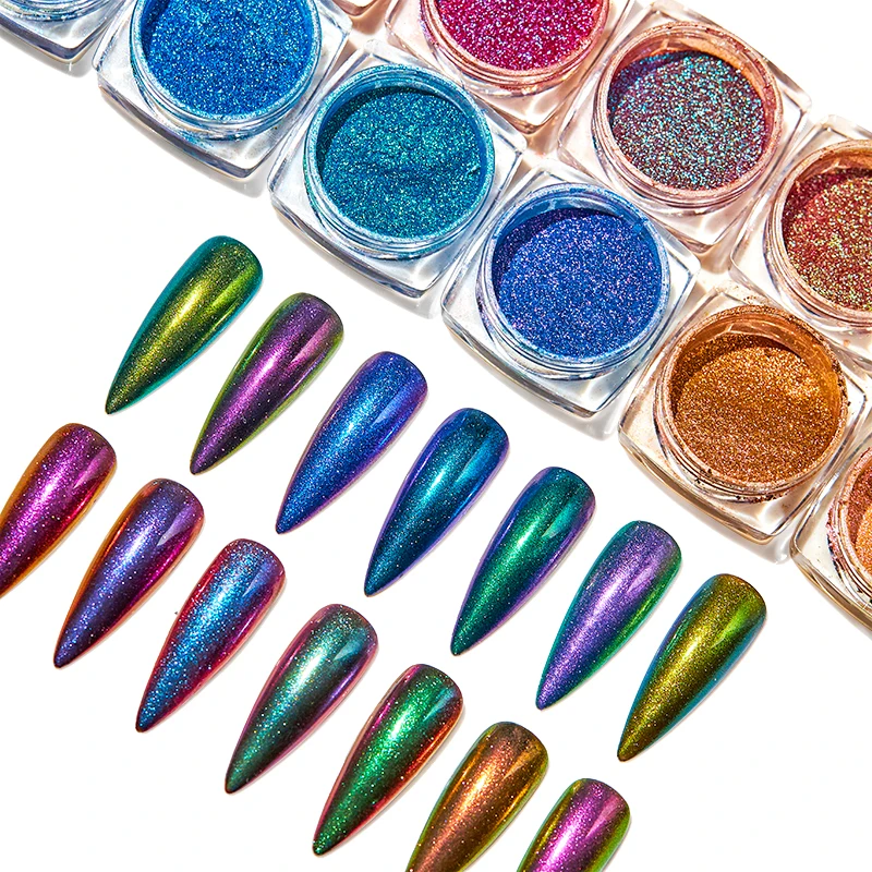 Голографическая зеркальная полировальная пудра в форме четырех лилий