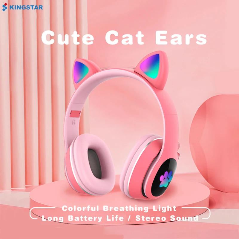 

Bluetooth-наушники KINGSTAR с кошачьими ушками, складные, с микрофоном