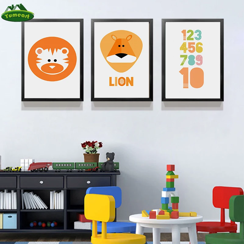 Картины на холсте в скандинавском стиле милые постеры с изображением Льва тигра