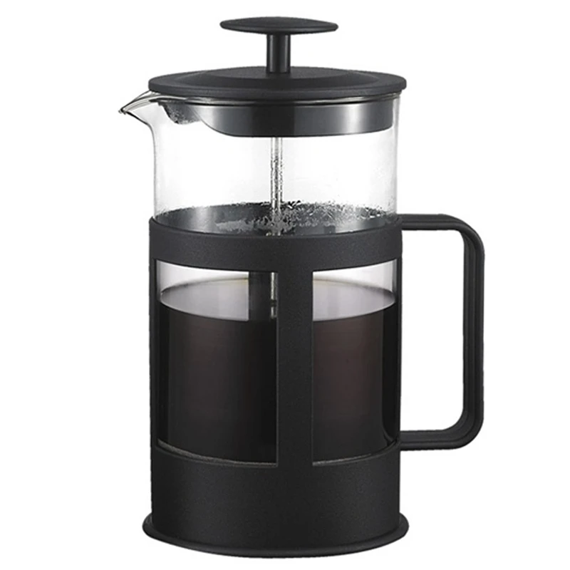 

French Press Coffee & Tea Maker 34Oz, Thickened Borosilicate Glass Coffee Press, Rust-Free And Dishwasher Safe, Black