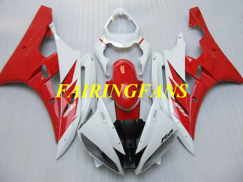 Литья под давлением обтекатель для YAMAHA YZFR6 06 07 YZF R6 2006 2007 YZF600 белый красный
