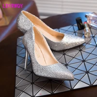 female 2021 new all match sequin pointed high heels female french girl stiletto pointed toe