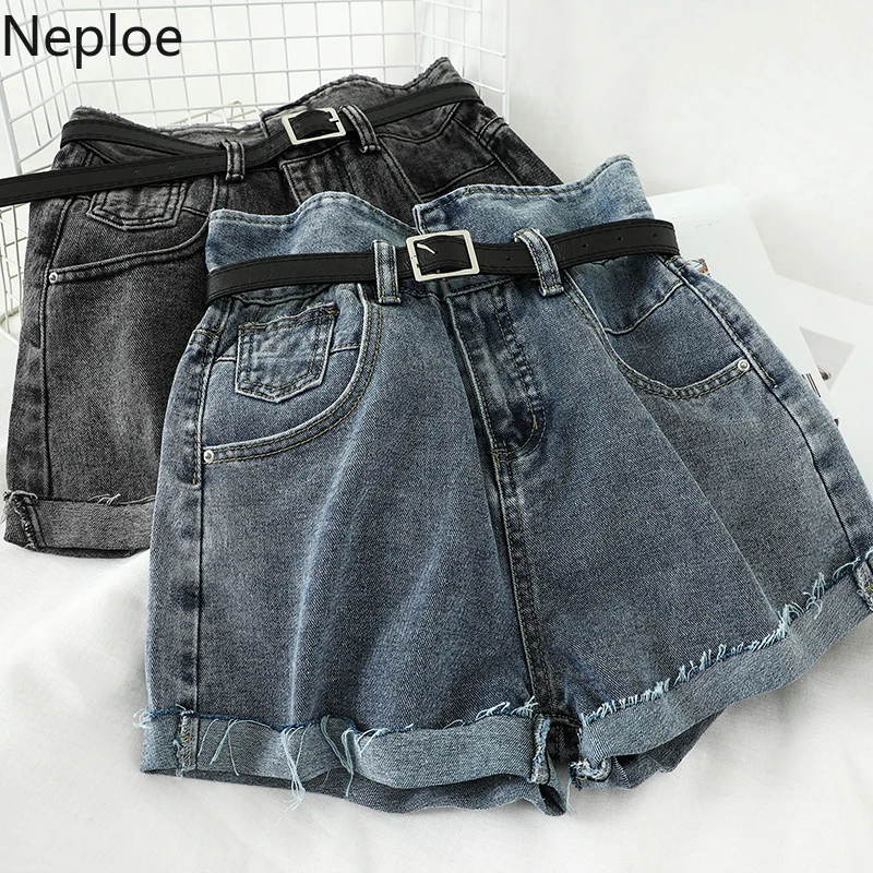 Женские джинсовые шорты с высокой талией Neploe повседневные свободные на молнии