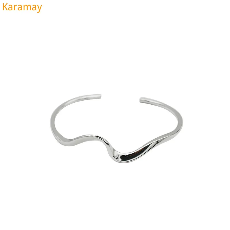 

S925 Sterling Silver Bracelet minimalist wave Bracelet South Korean personality women's Mobius open bracelet Jewelry