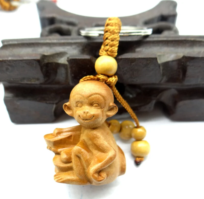 Новинка хит продаж деревянная подвеска в виде обезьяны зодиака брелок для ключей