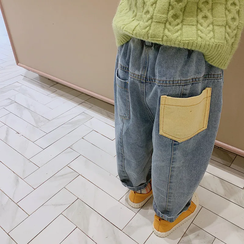 

1 2 3 4 5 6 Years Toddler Kids Jeans Fashion Korean Casual Patch Pocket Pants For Boy Baby Denim Pants Spring Autumn Trousers