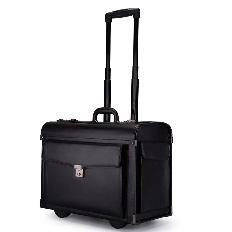 

Trolley case air boarding case 18 inch Pu black business official travel case