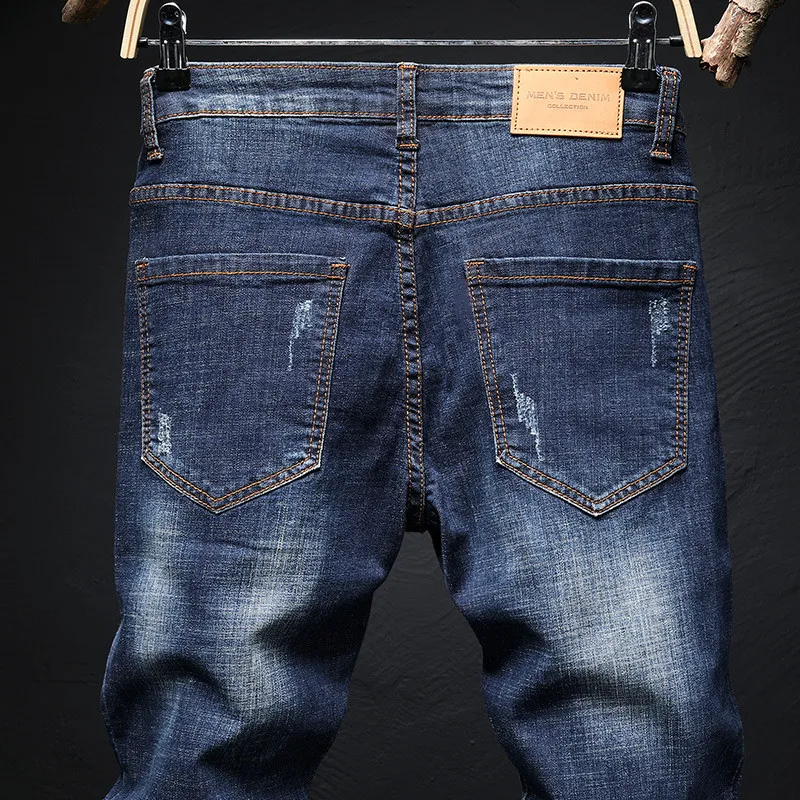 Мужские облегающие джинсы Koi fish синие повседневные хлопковые брюки с вышивкой