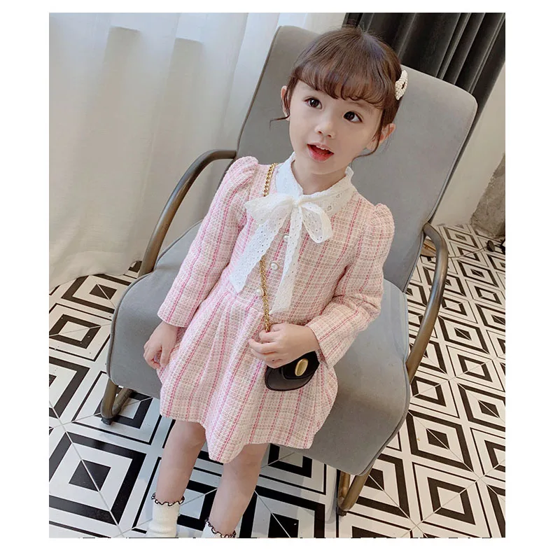 LOVE DD&ampMM Girls Dresses 2022 Spring Children's Clothing Fashion Button Sweet Rainbow Plaid Long-Sleeved Princess Dress | Детская