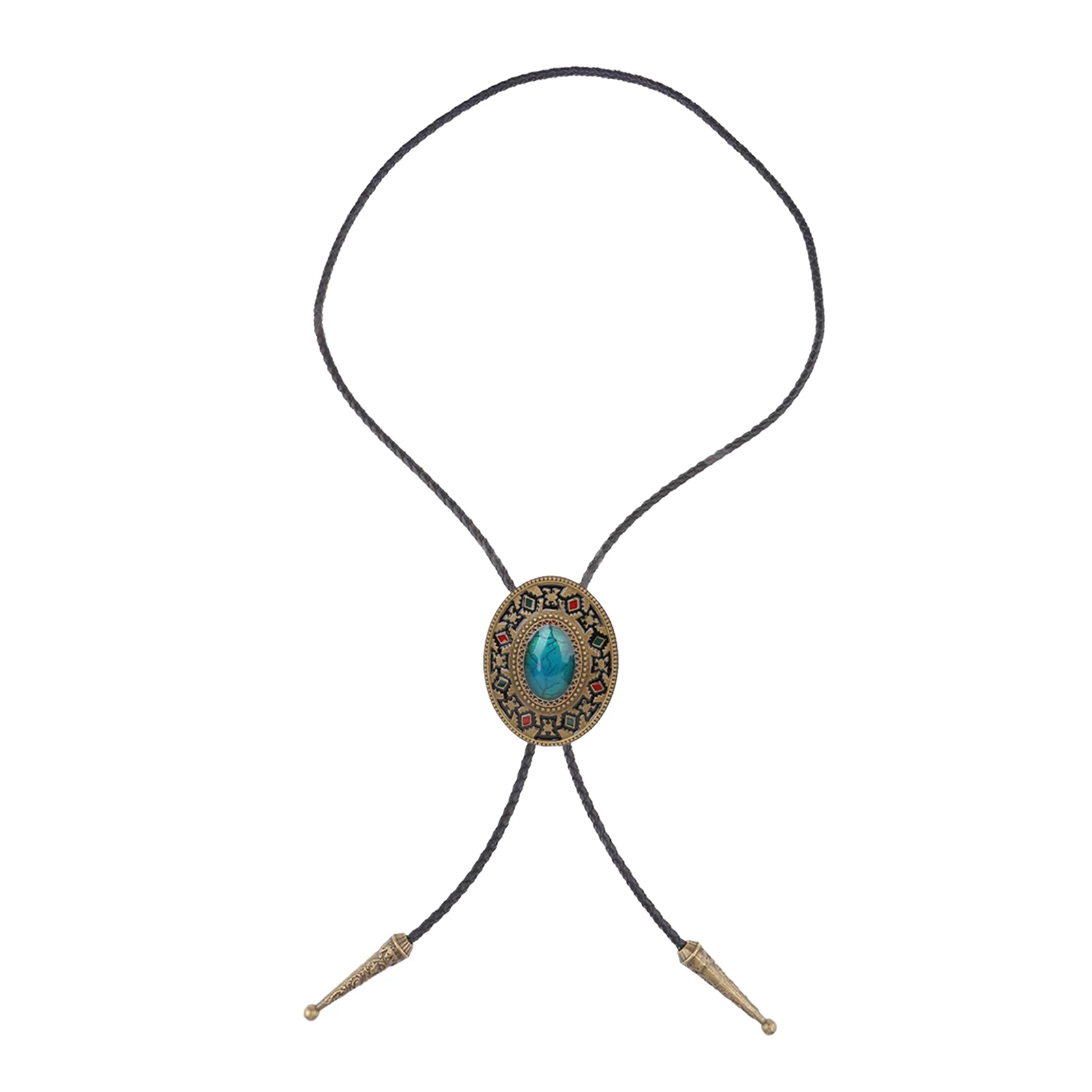 Модный мужской кожаный бирюзовый камень Боло галстук ожерелье ювелирные изделия