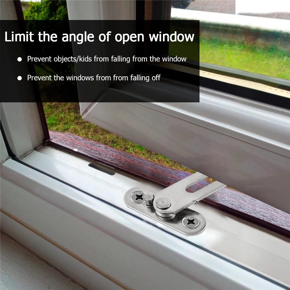 

4 Pcs Window Restrictor Hook with Child Baby Lock Restrictor Safety Catch Self-tapping Screws 304 Stainless Steel