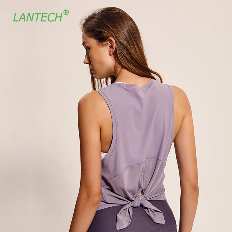 Женский жилет для йоги LANTECH сетчатый спортивный в стиле пэчворк свободный крой