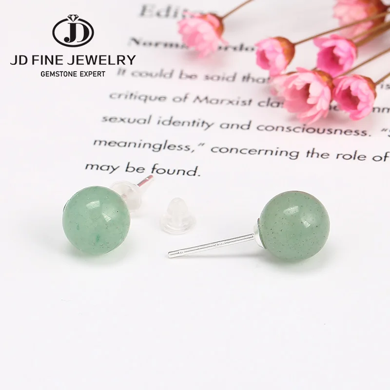 Серьги-гвоздики с натуральным нефритом JD ювелирные изделия Для Пирсинга Ушей из