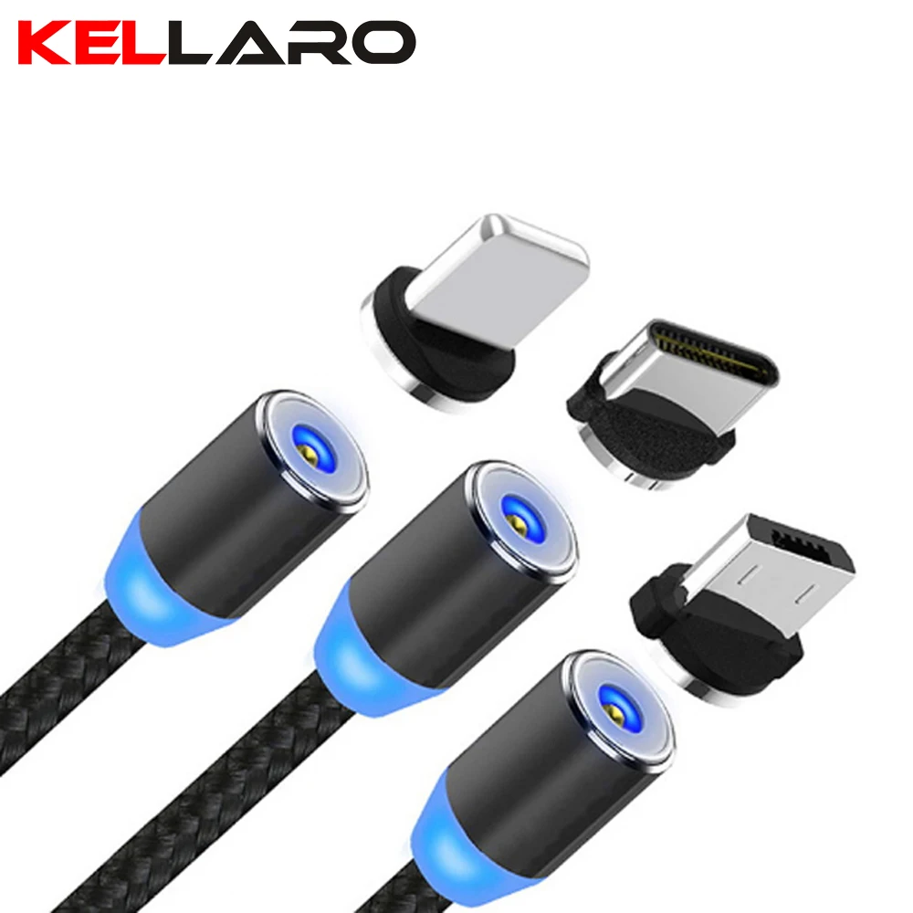 

KELLARO Magnetic USB Cable Charging Type C Charger Line Android Nylon Braided Mobile Phone Accessories Cord