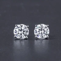 18k white gold moissanite stud earring 1ct 6 5mm vvs lab diamod fine jewelry for women wedding party anniversary gift real au750