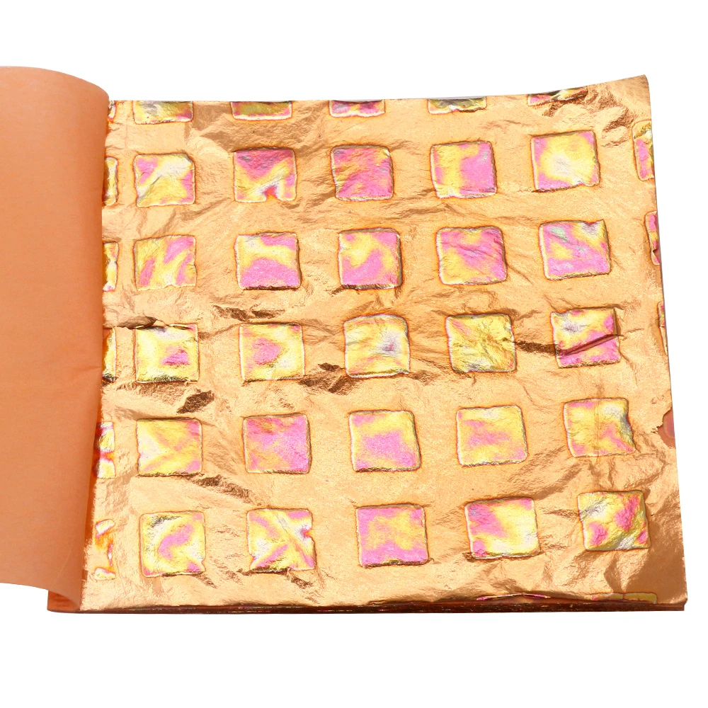 Золотые листы с различными листьями медная фольга Красного цвета 14 х14 см