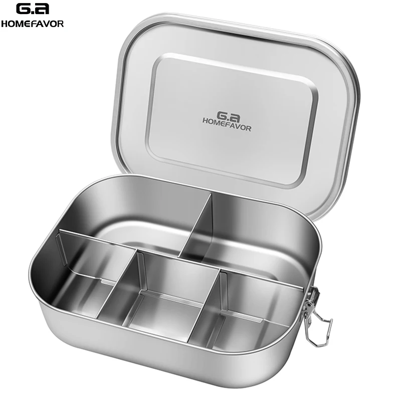 Обеда бенто ланч бокс с рассекателями 304 Нержавеющая сталь коробка для хранения