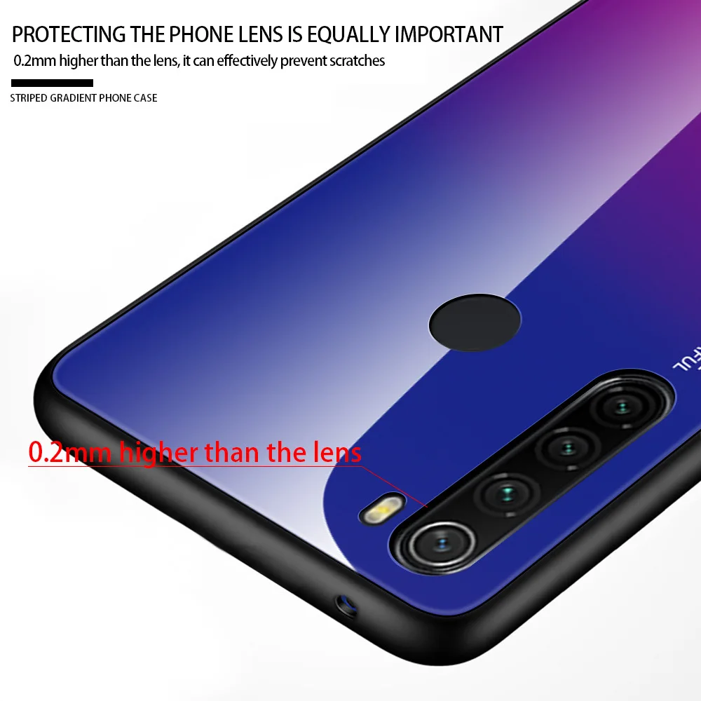 Градиентный чехол из закаленного стекла для Xiaomi Redmi Note 7 5 6 8 Pro Red mi Pocophone F1 A2 Lite 6X
