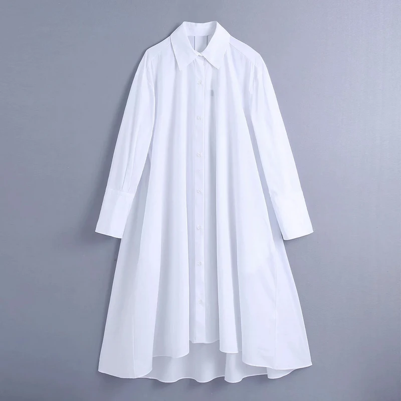 

Wixra Womens White Shirts Dress Oversized New Fashion Long Sleeve High Street Loose Clothing 2021 Spring Summer