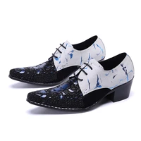 2022 new arrival genuine leather dress shoes for men patchwork print oxford gift zapatos man high heels italiano chaussure homme