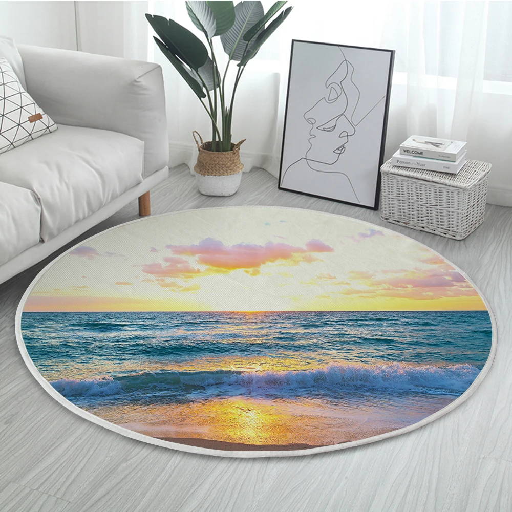 Silstar Tex Sea Landscape хлопковый ковер Круглый 3d коврик синий для комнаты дома кухни