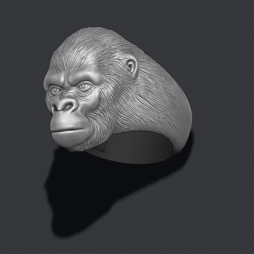 Простое антикварное 3D кольцо с бантом в виде гориллы для мужчин и женщин
