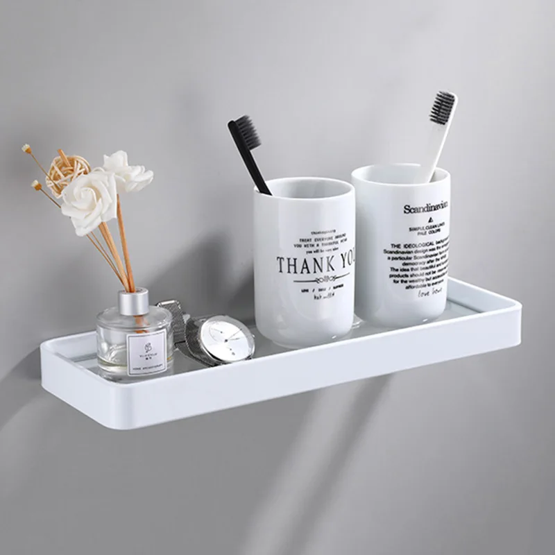 

Bathroom Shelves Shower Corner Shelf Cosmetic Rack Soap Shampoo Storage White Aluminium Glass Bathroom Fitting Bathroom hardware
