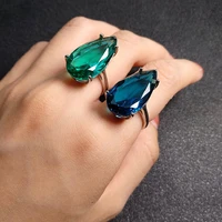 fashion ring 925 silver jewelry water drop shape zircon gemstone open finger ring accessories for women wedding party ornaments